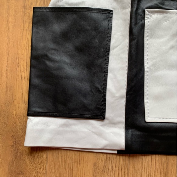 Burberry lambs leather mini skirt size uk 4 black white colourblock - Picture 16 of 16